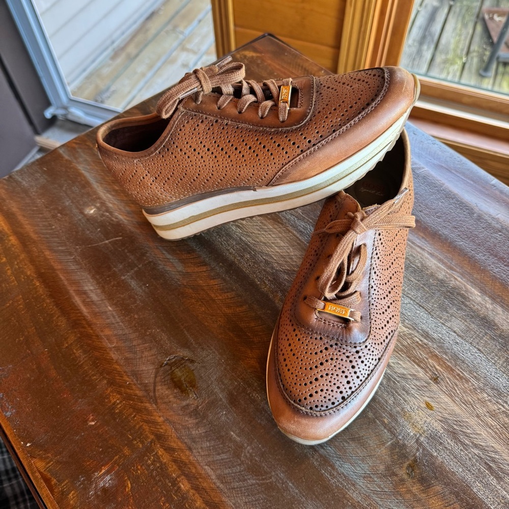 BOSI Brown Genuine Italian Leather Women’s Lace up Shoes sz 6